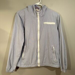 John Galt Blue Zipper Front Windbreaker Jacket with Hood One Size